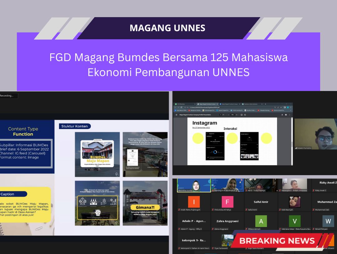 FGD Magang Bumdes Bersama 125 Mahasiswa Ekonomi Pembangunan UNNES